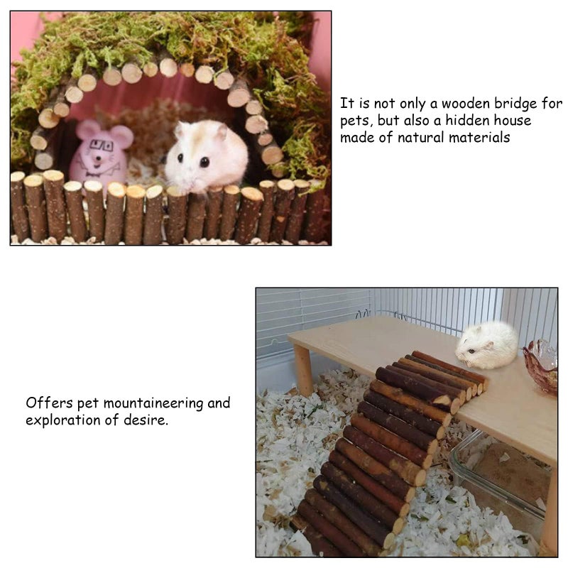 kathson 2 PCS Hamster Wooden Bridge Toys,11.02" L x 6.09" W Large Climbing Toy,Rat Ladder,Small Animal Chew Toys,Wood Hideout Tunnel for Chinchillas Guinea Pig Gerbils Ferret Syrian Hamster Squirrel - Image 5